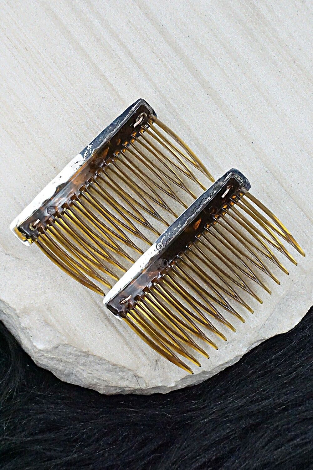 Turquoise & Sterling Silver Hair Combs - Jeannie Blackgoat
