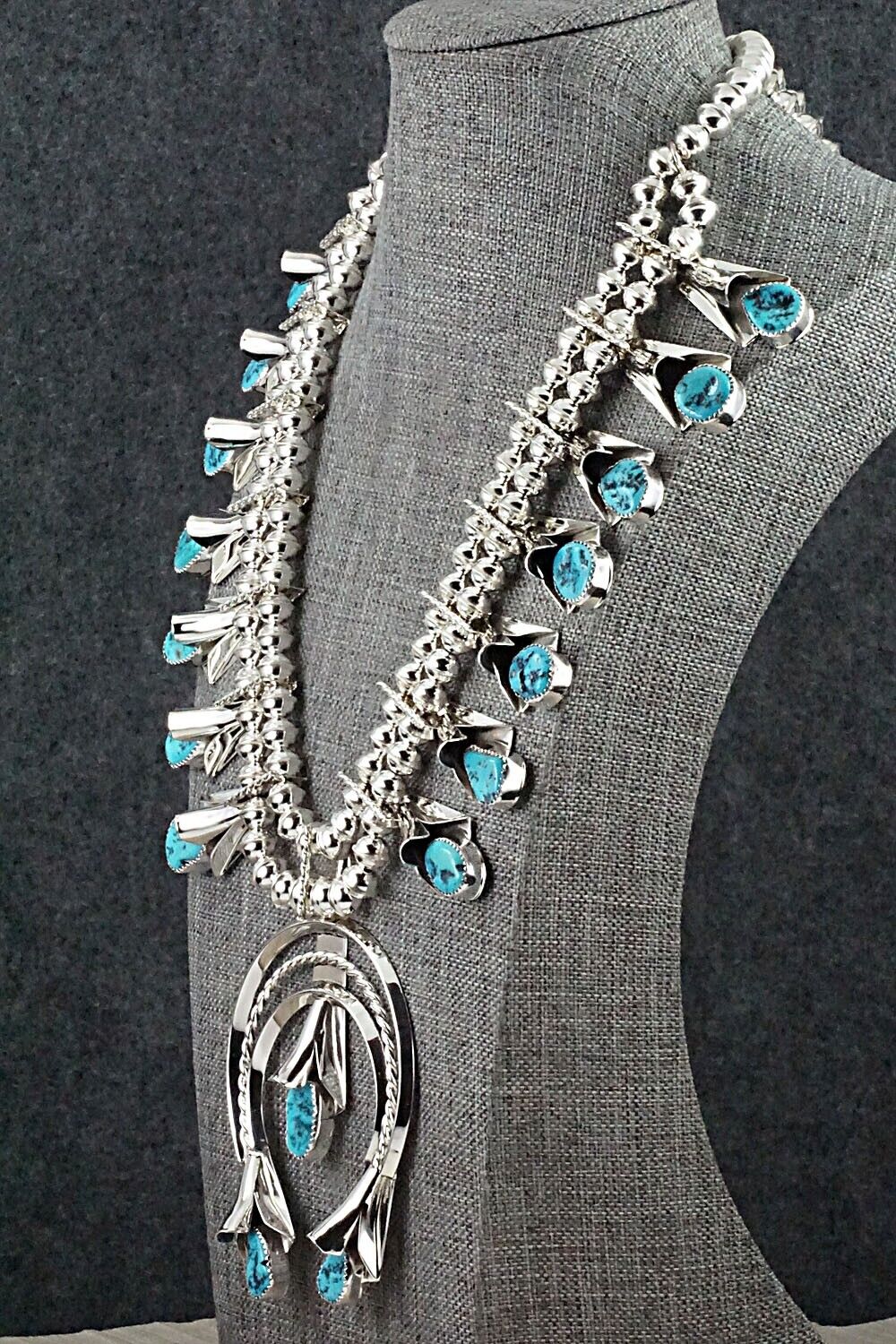 Turquoise & Sterling Silver Squash Blossom Set - Louise Yazzie