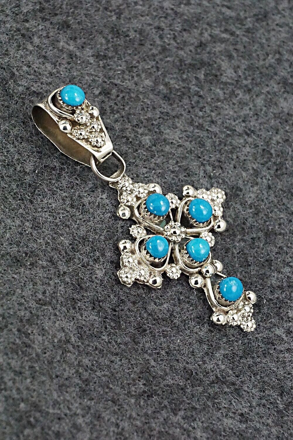 Turquoise and Sterling Silver Pendant - Verdie Booqua