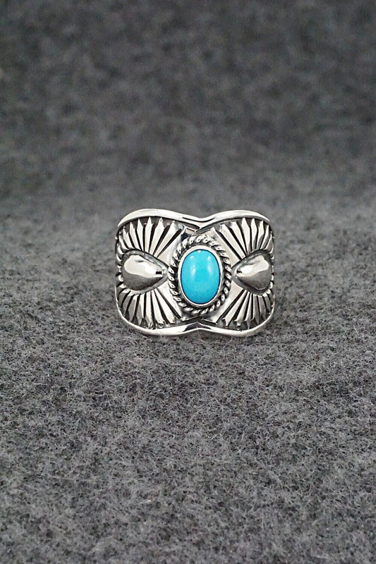 Turquoise & Sterling Silver Ring - Derrick Gordon - Size 8.5