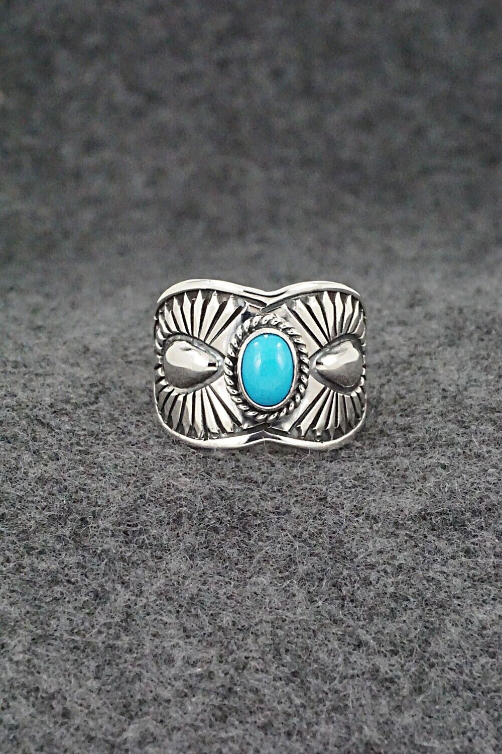 Turquoise & Sterling Silver Ring - Derrick Gordon - Size 8.5