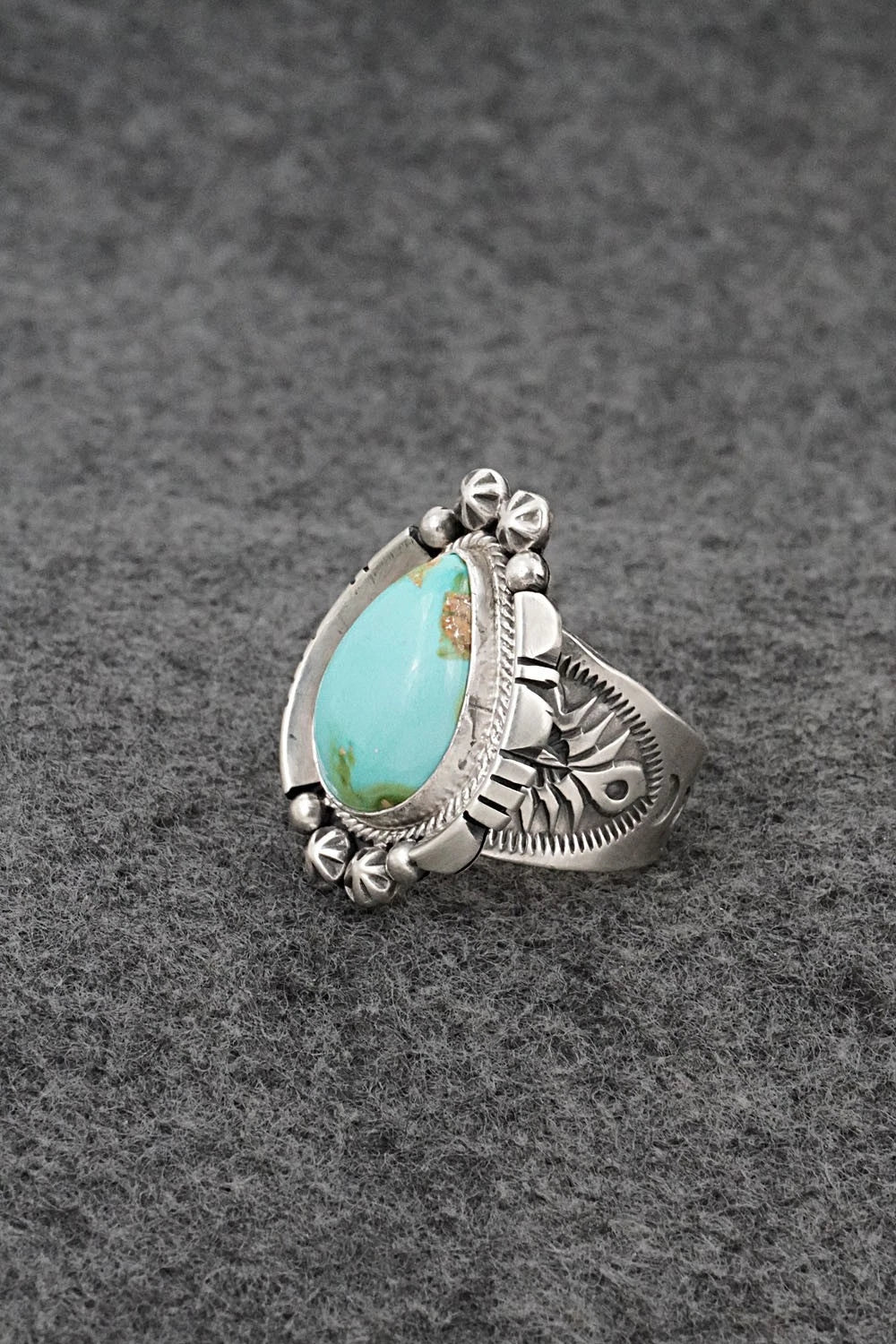 Turquoise & Sterling Silver Ring - Samuel Yellowhair - Size 8