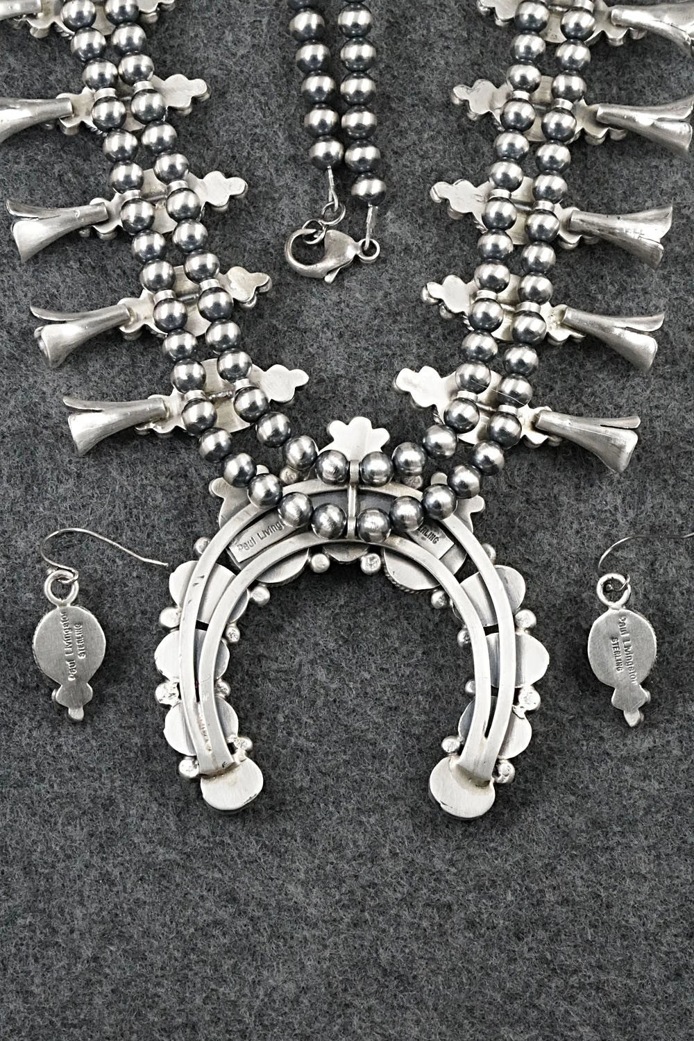 Turquoise & Sterling Silver Squash Blossom Set - Paul Livingston