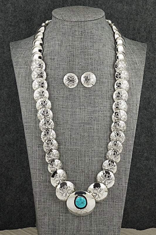 Turquoise & Sterling Silver Necklace and Earrings Set - Tim Thompson