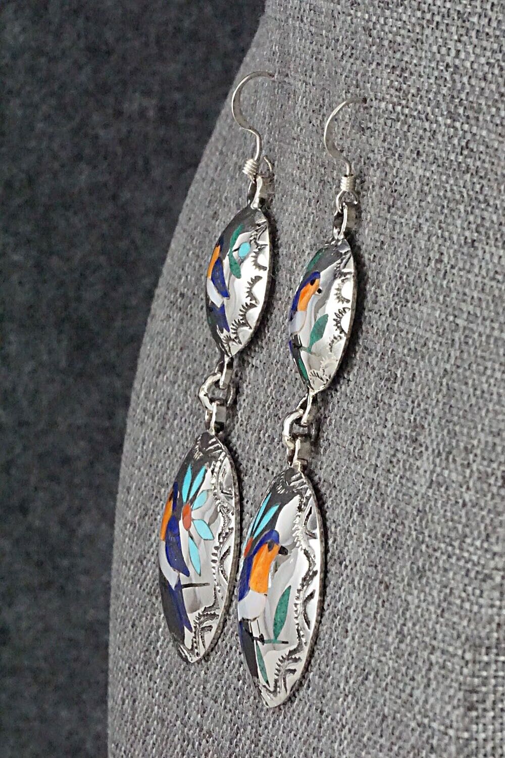Multi Stone & Sterling Silver Earrings - Quintin Quam Sr.