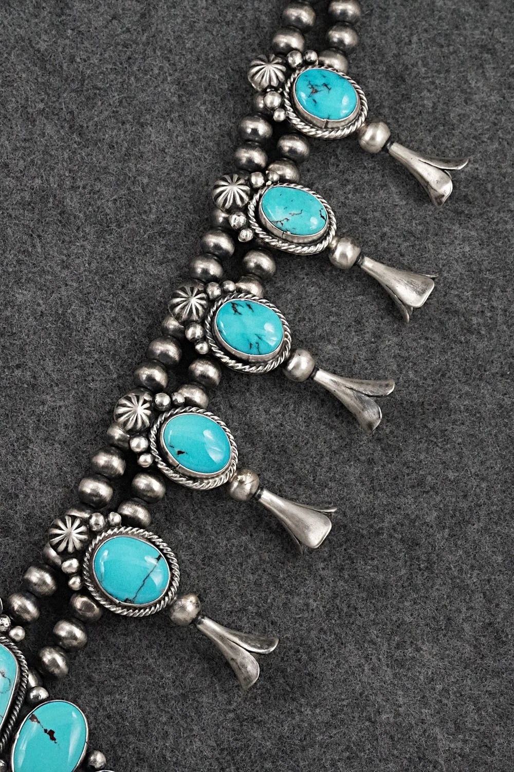 Turquoise & Sterling Silver Squash Blossom Set - Bobby Johnson