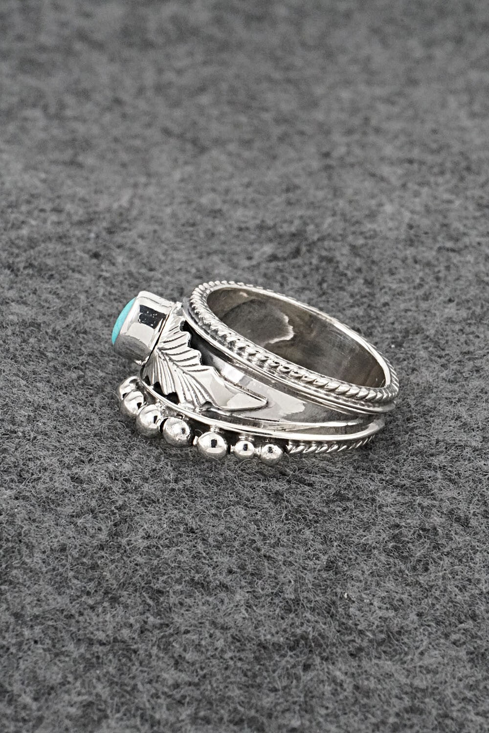 Turquoise & Sterling Silver Ring - Tom Lewis - Size 8.5