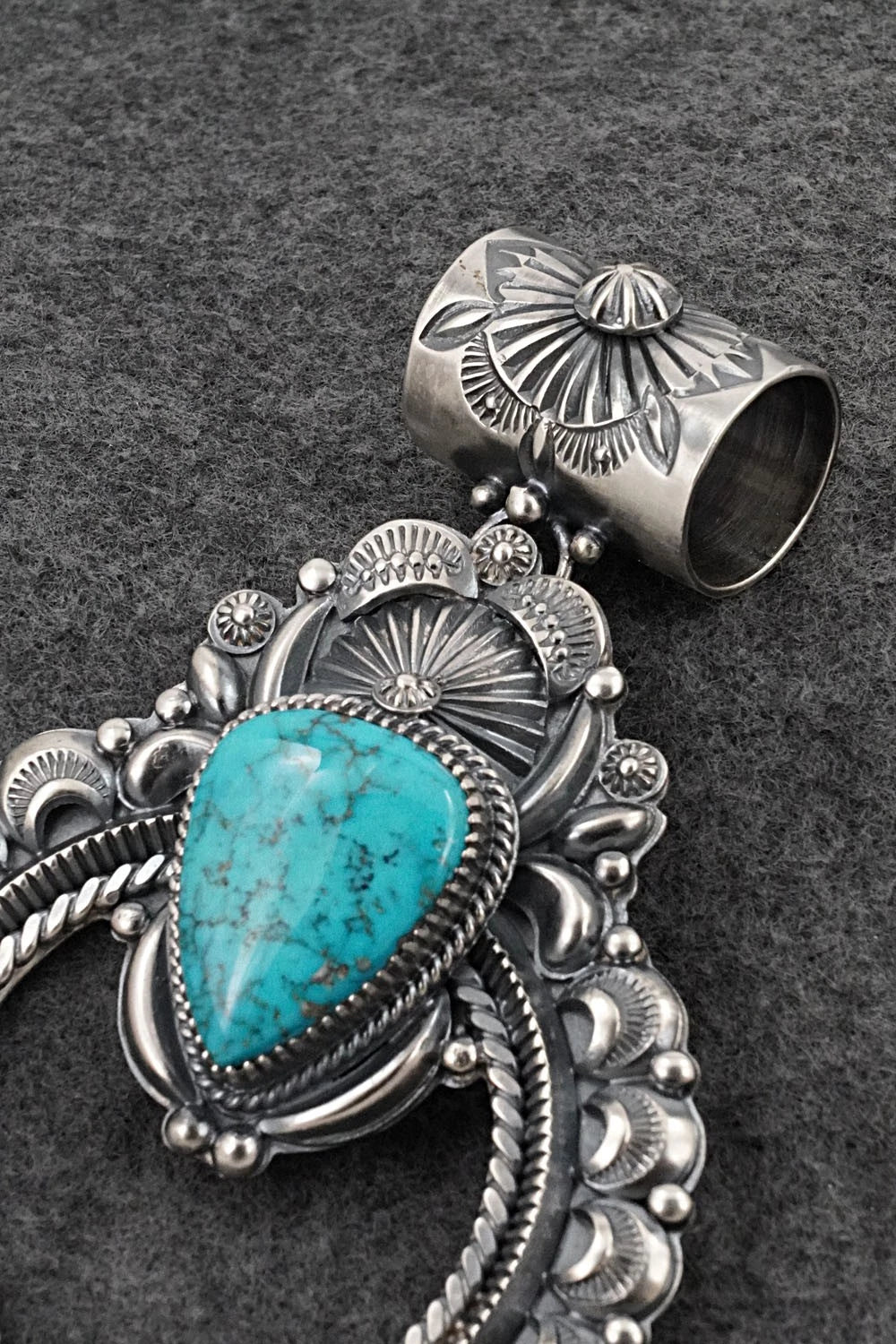 Turquoise & Sterling Silver Naja Pendant - Delbert Gordon