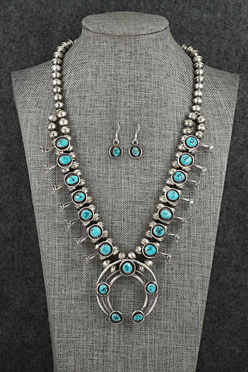 Turquoise & Sterling Silver Squash Blossom Set - Phil Garcia