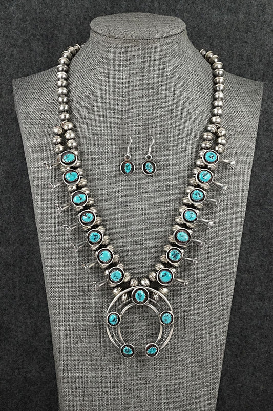 Turquoise & Sterling Silver Squash Blossom Set - Phil Garcia