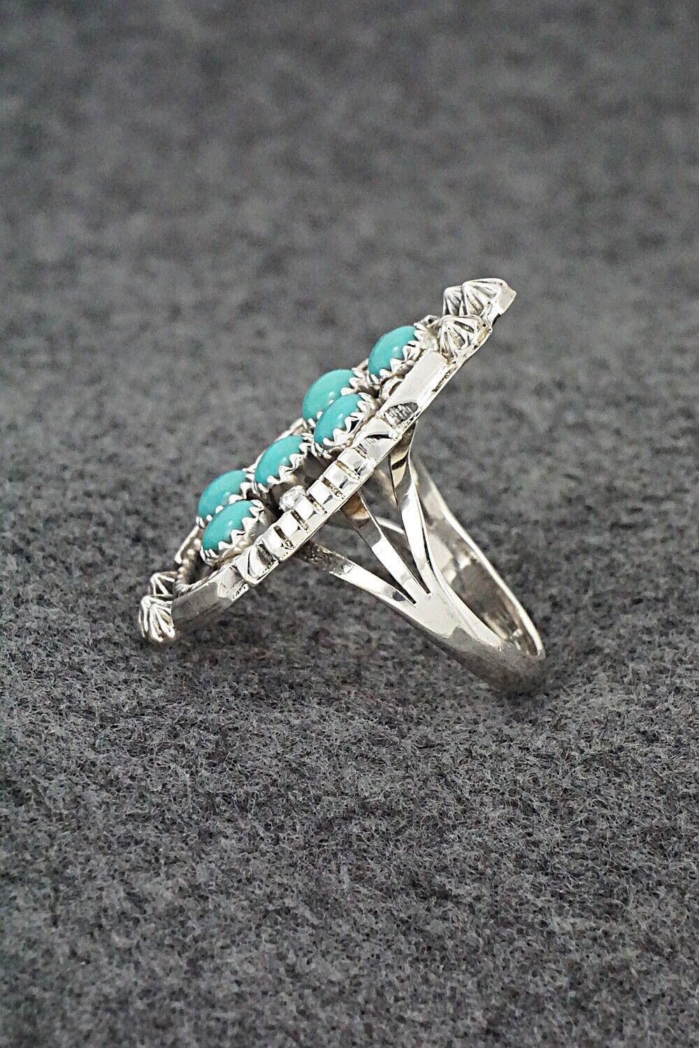 Turquoise & Sterling Silver Ring - Kenny Lonjose - Size 8.5