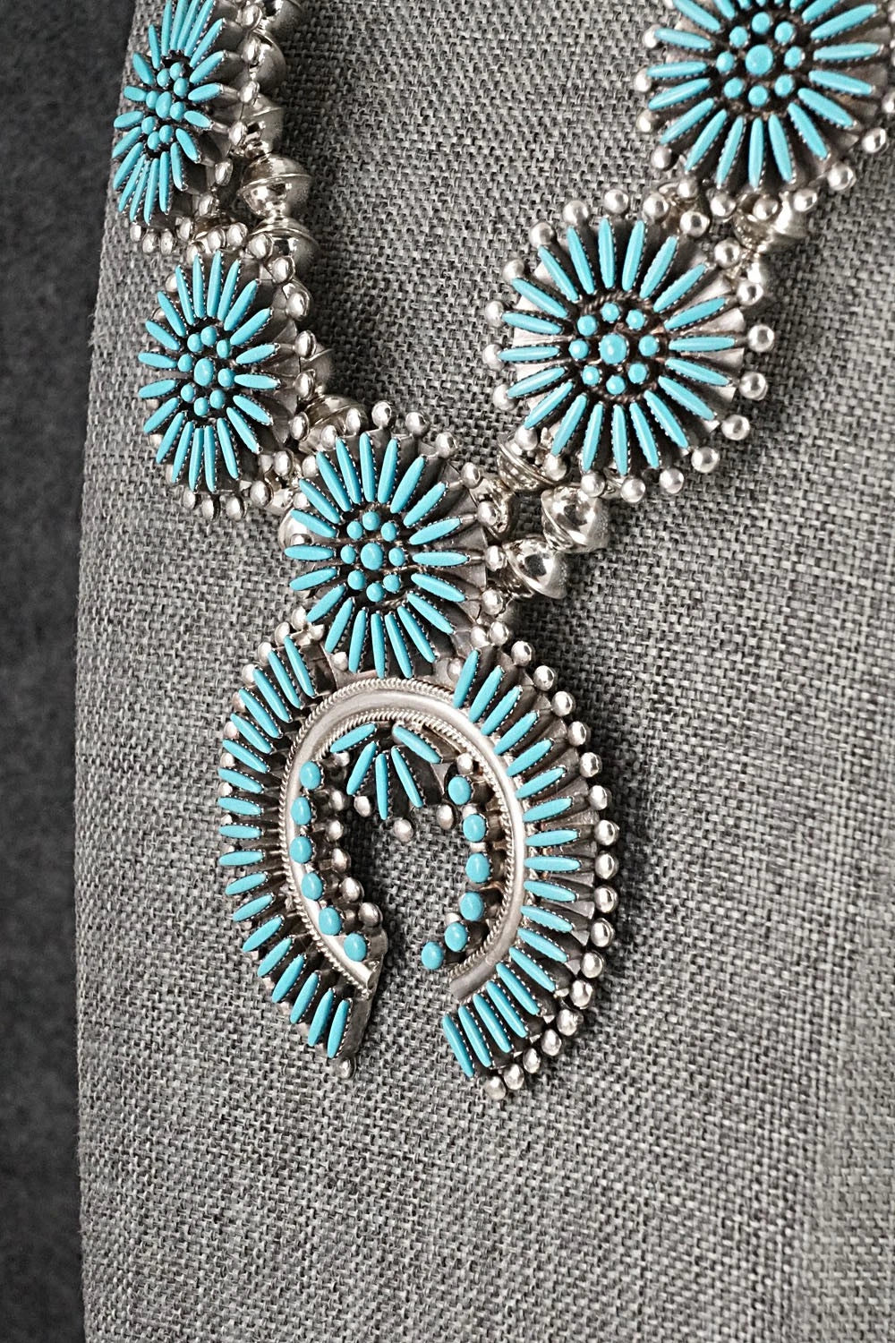 Turquoise & Sterling Silver Squash Blossom Set - Sibert Bowannie