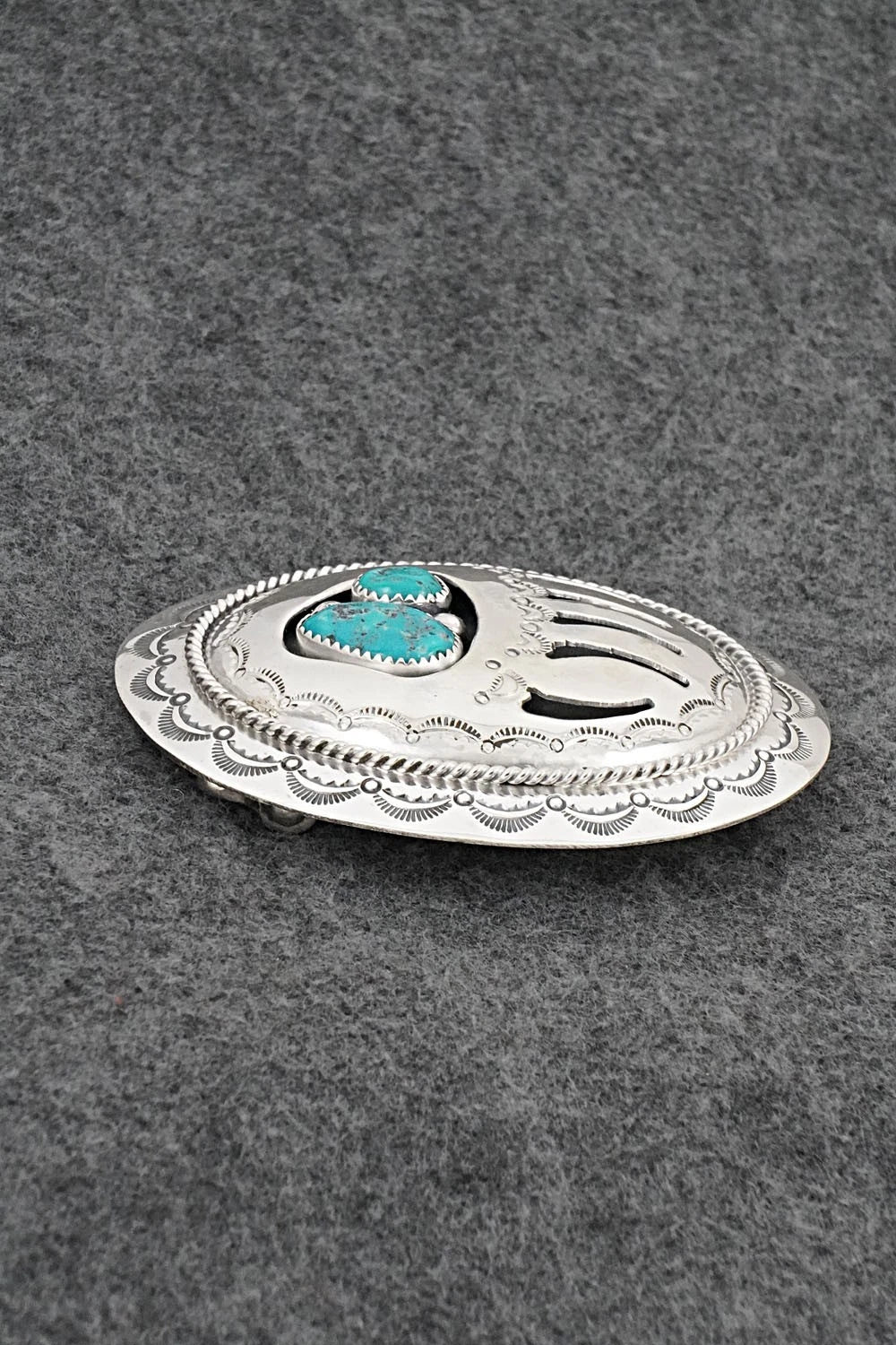 Turquoise & Sterling Silver Belt Buckle - Wilbert Muskett Sr.