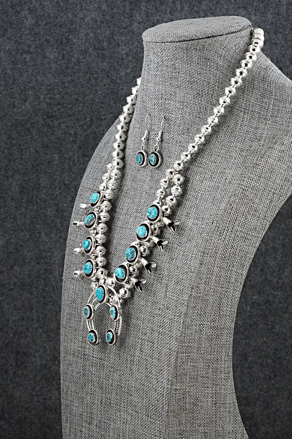 Turquoise & Sterling Silver Squash Blossom Set - Phil Garcia