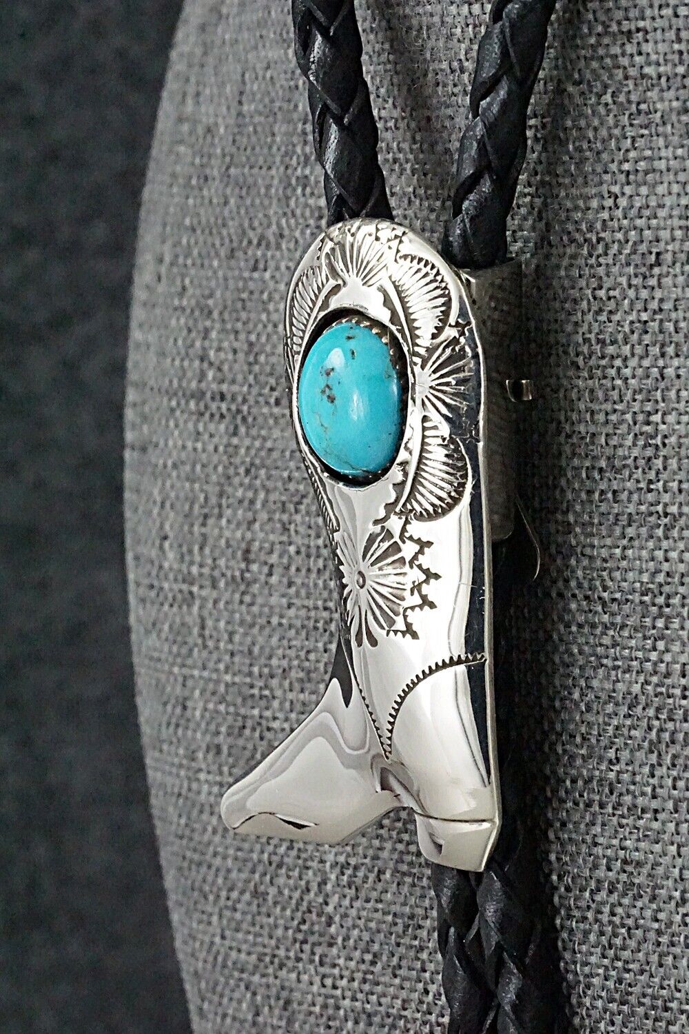 Turquoise & Sterling Silver Bolo Tie - Shirley Skeets