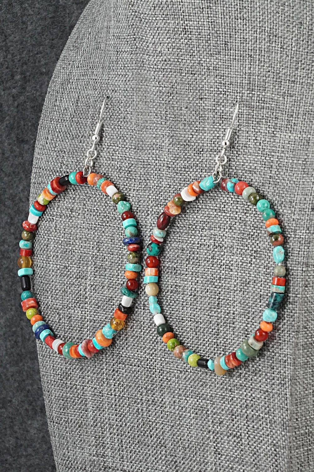 Multi-Stone & Sterling Silver Earrings - Helen Tsosie