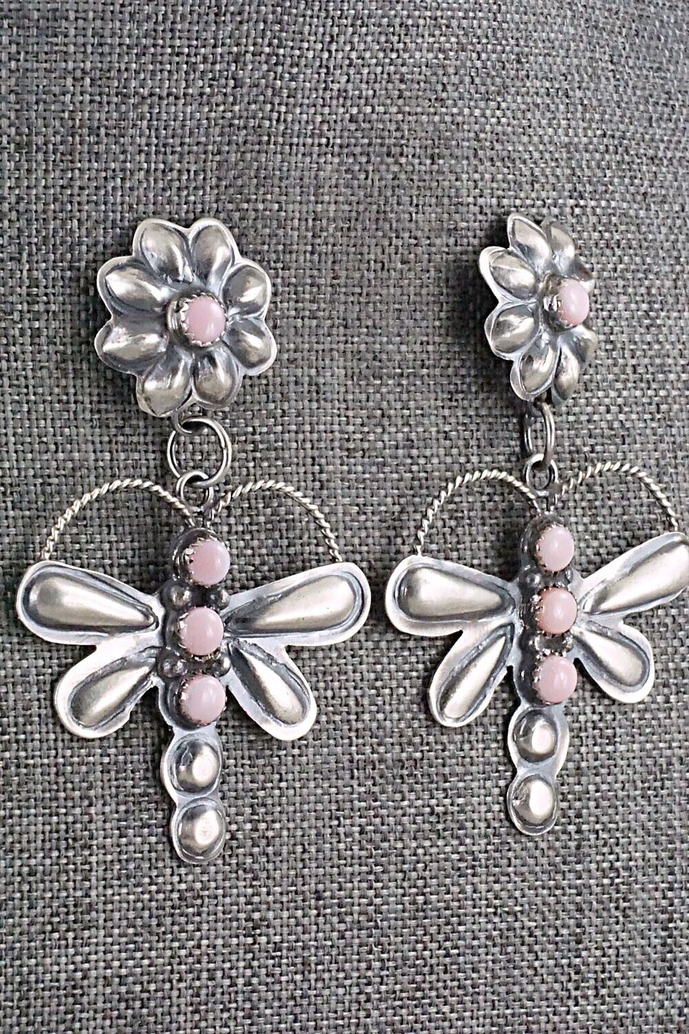 Pink Conch Shell & Sterling Silver Earrings - Gabrielle Yazzie