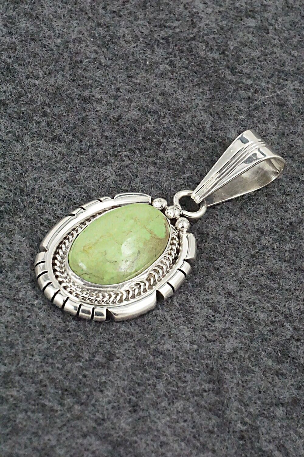 Gaspeite & Sterling Silver Pendant - Samuel Yellowhair