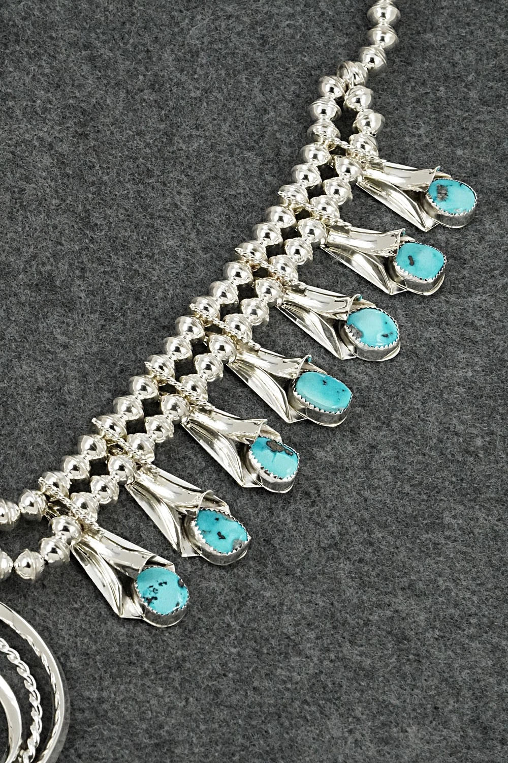 Turquoise & Sterling Silver Squash Blossom Set - Louise Yazzie