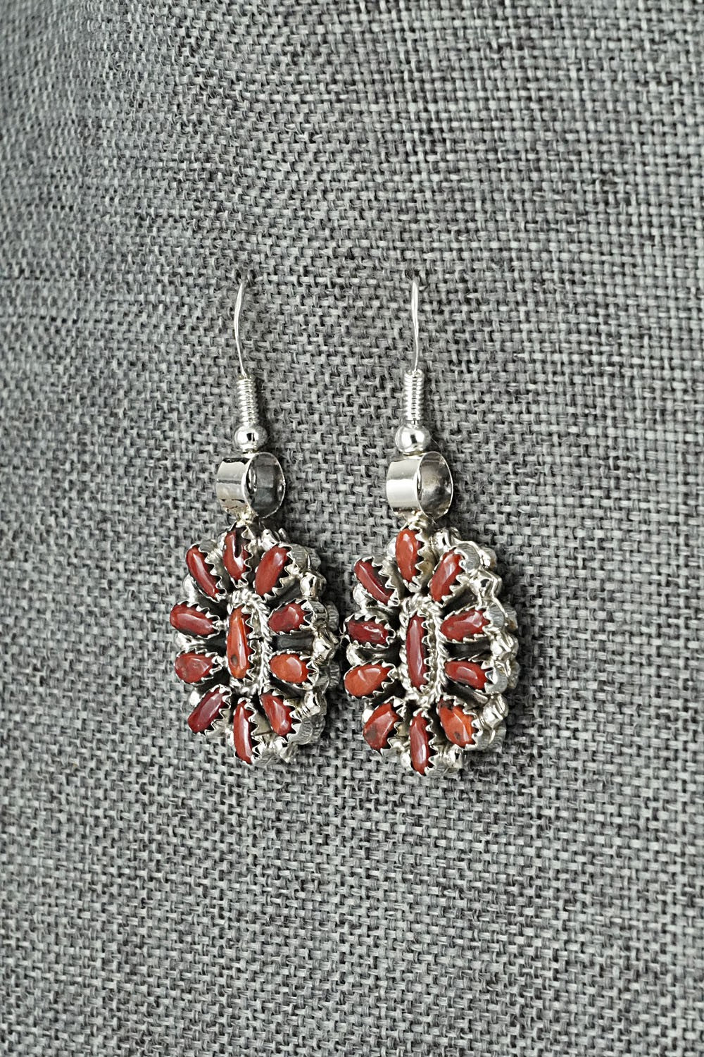 Turquoise, Coral & Sterling Silver Reversible Squash Blossom Set - Elton James