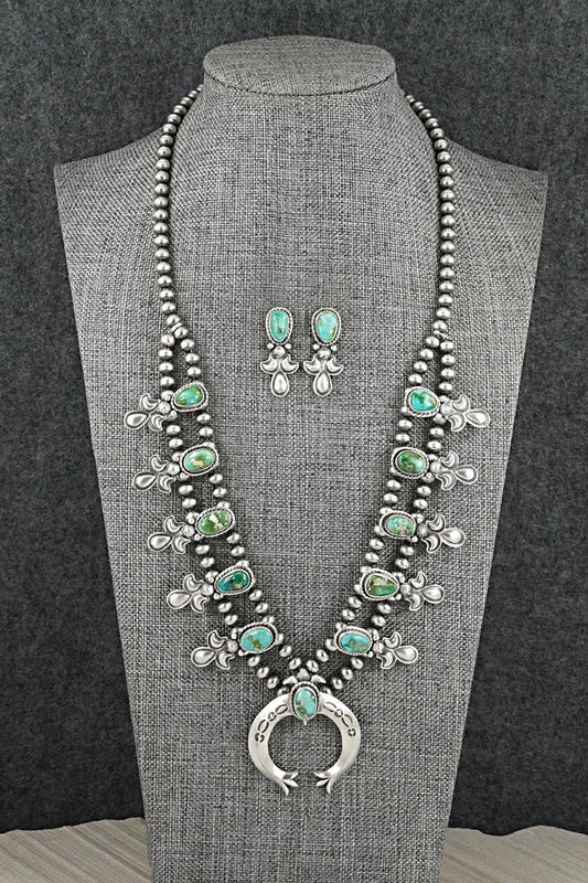 Turquoise & Sterling Silver Squash Blossom Set - Adrienne Gordon