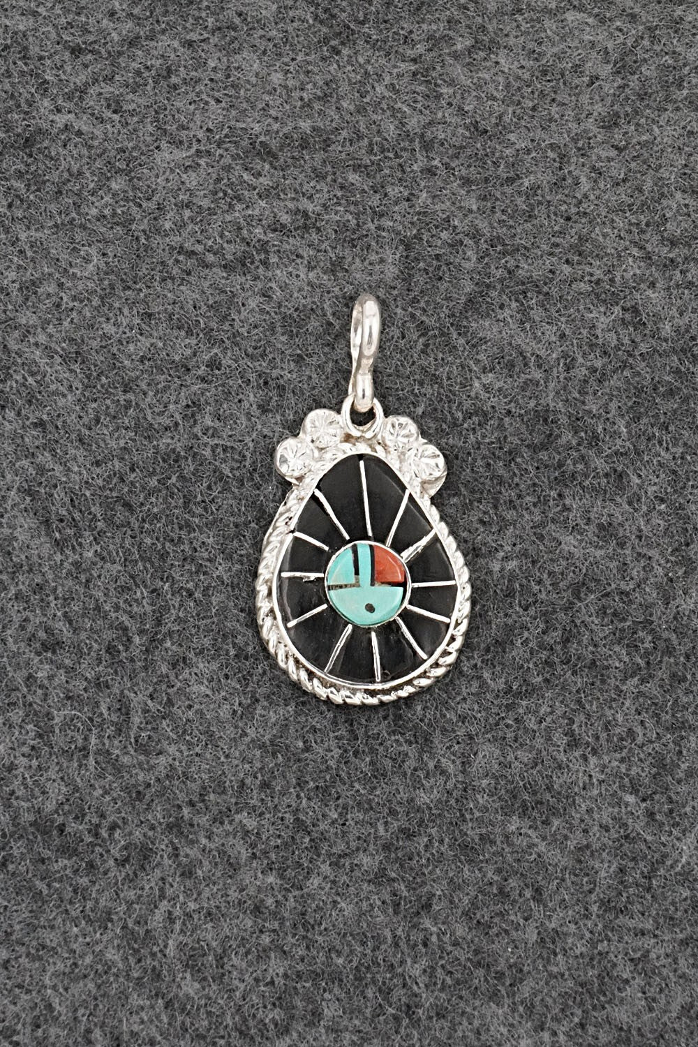 Multi-Stone & Sterling Silver Inlay Pendant - Ola Eriacho