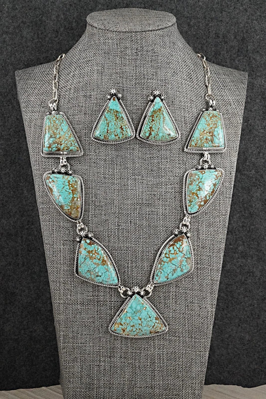 Turquoise & Sterling Silver Necklace and Earrings Set - Darrin Livingston