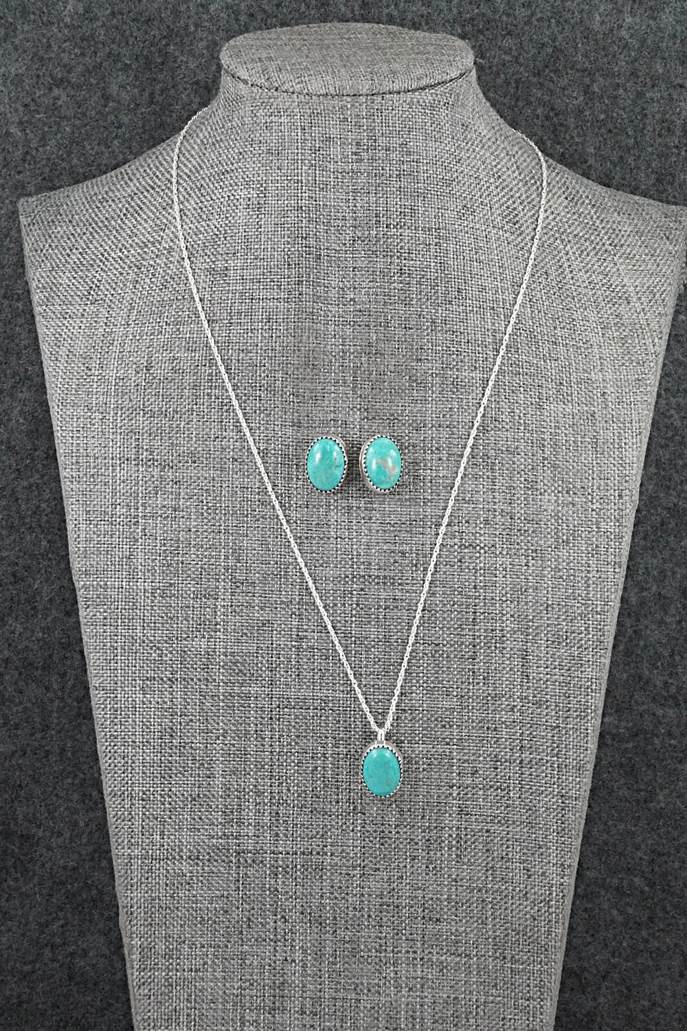 Turquoise & Sterling Silver Necklace Set - Murray Hannaweeka