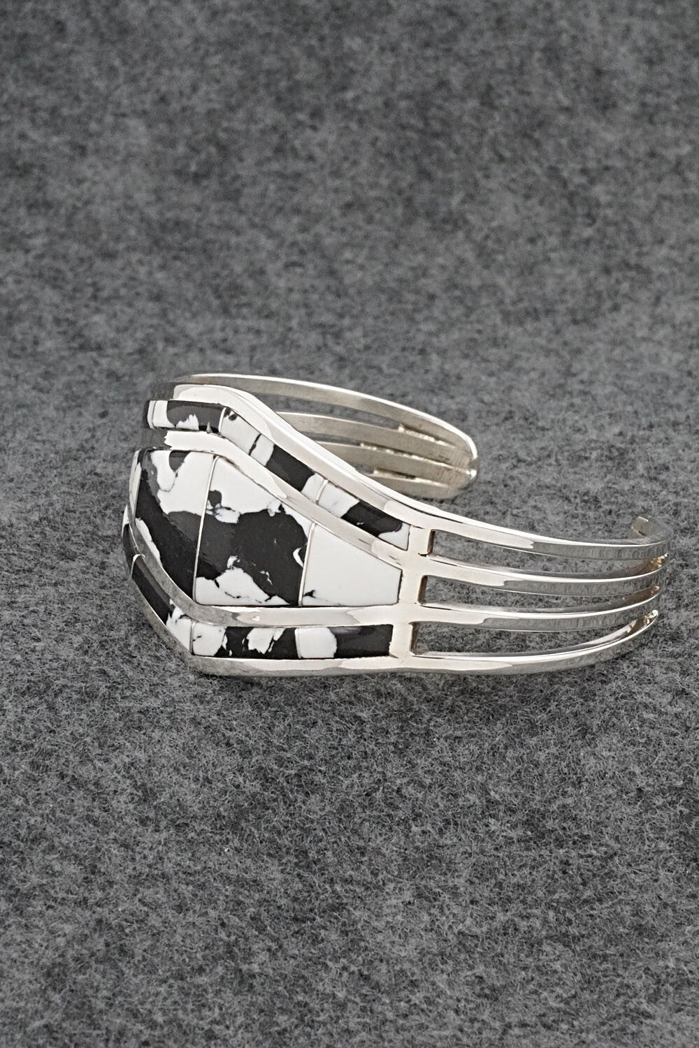 White Buffalo & Sterling Silver Inlay Bracelet - Andrew Enrico
