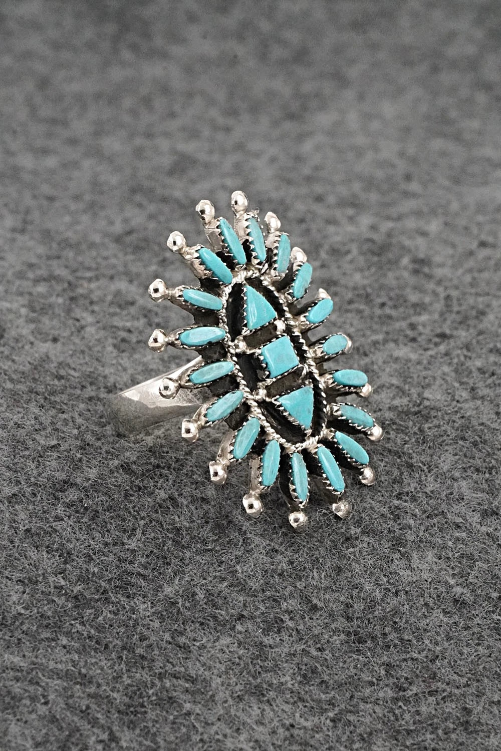 Turquoise & Sterling Silver Ring - Evonne Hustito - Size 9.5