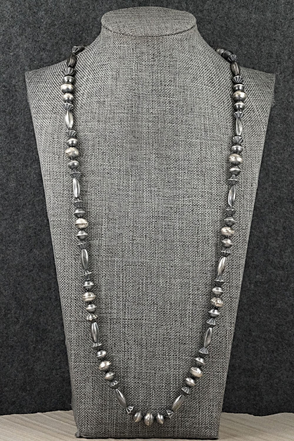Sterling Silver Navajo Pearl Necklace 28" - Vintage