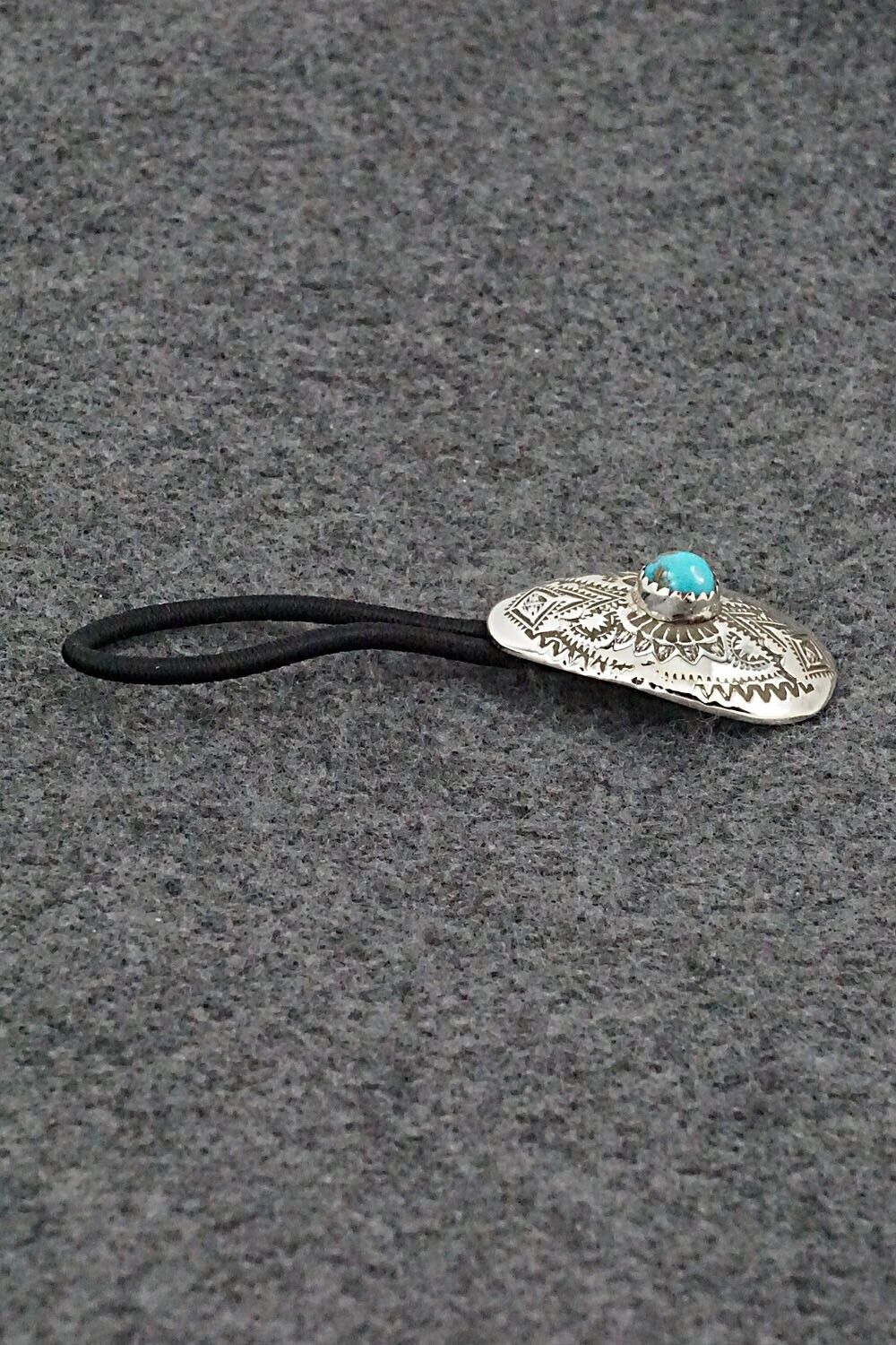 Turquoise & Sterling Silver Hair Tie Shirley Skeets High Lonesome