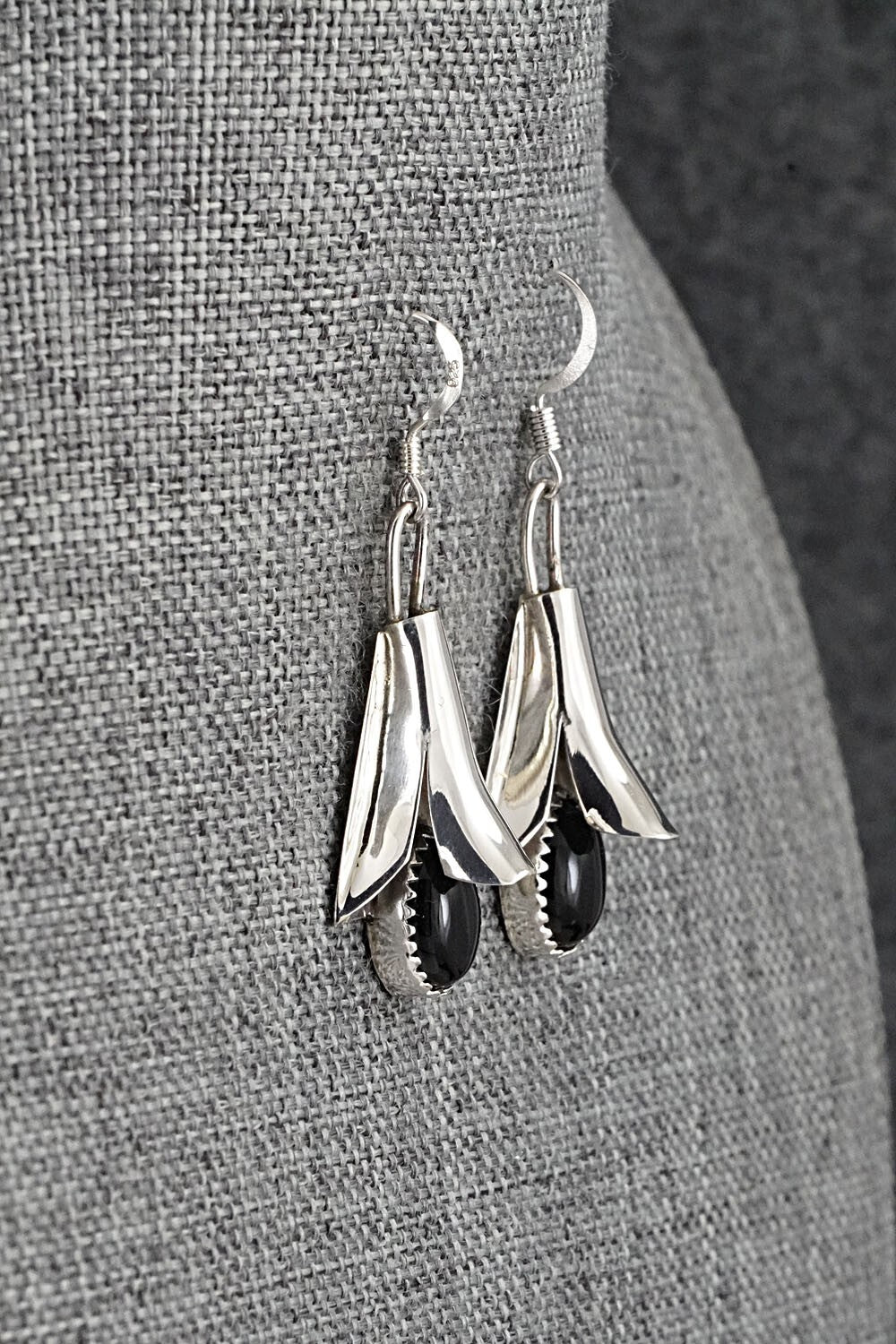 Onyx & Sterling Silver Squash Blossom Set - Louise Yazzie