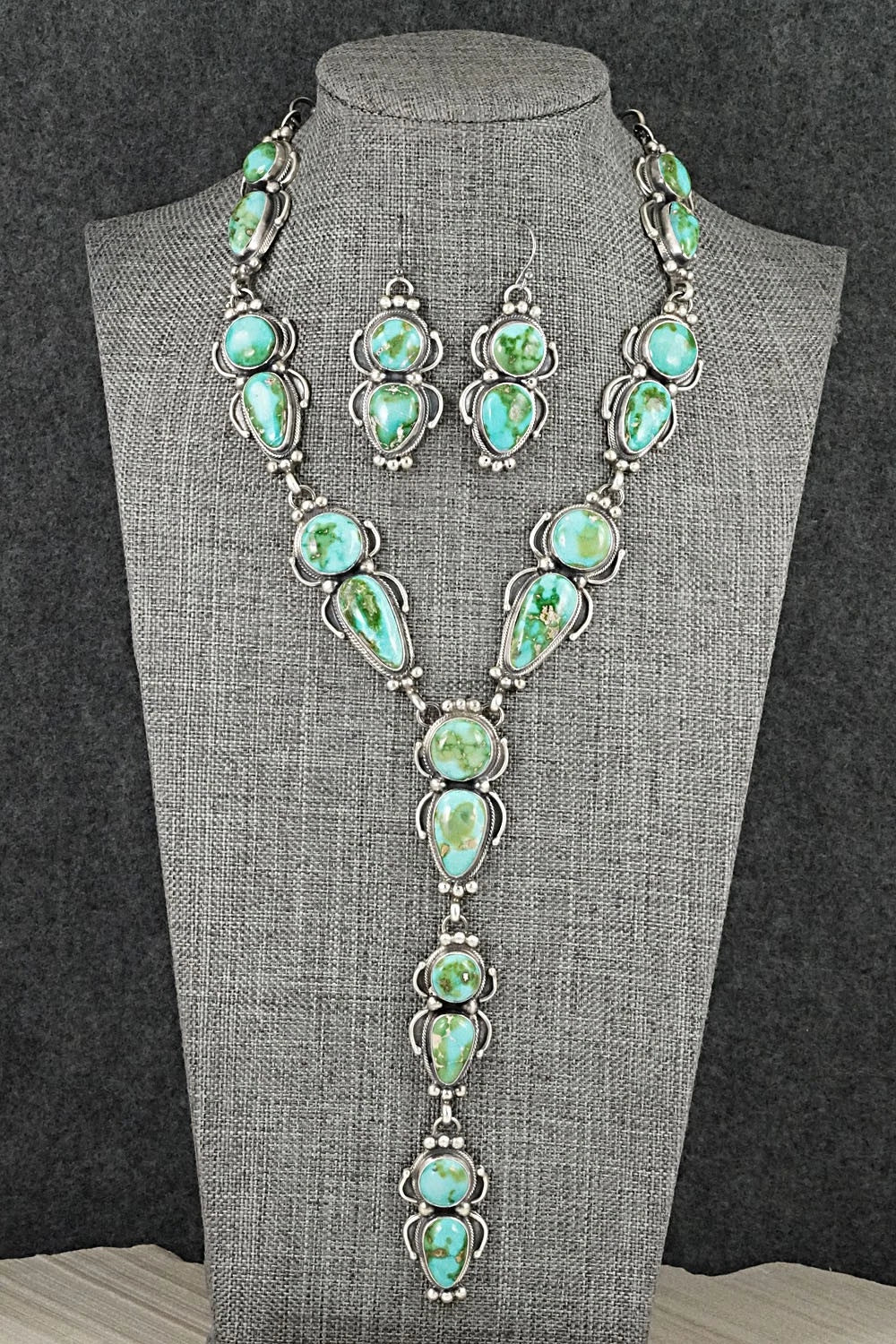 Turquoise & Sterling Silver Necklace and Earrings Set - Kathleen Livingston