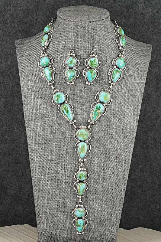Turquoise & Sterling Silver Necklace and Earrings Set - Kathleen Livingston