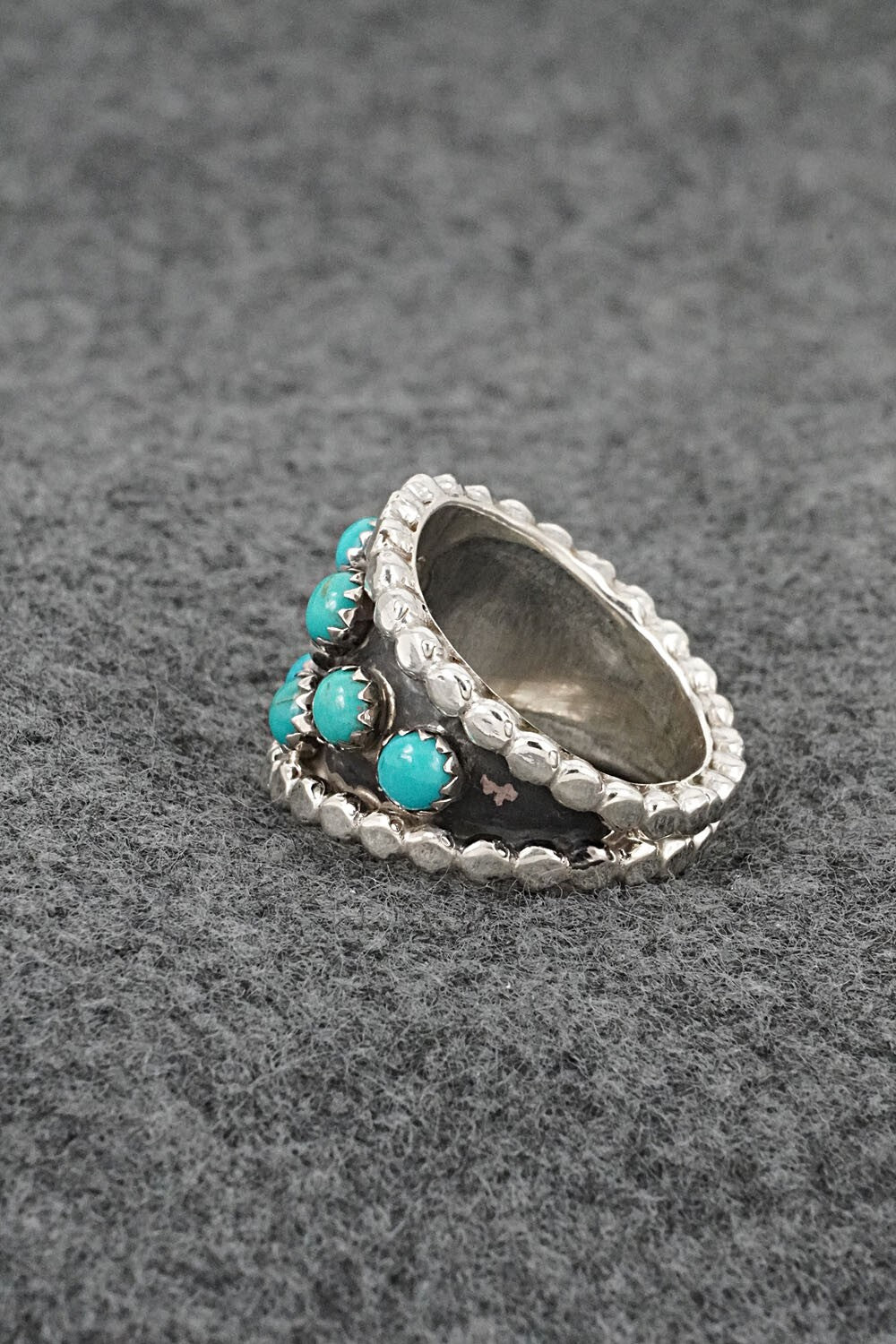 Turquoise & Sterling Silver Ring - Kenny Lonjose - Size 7