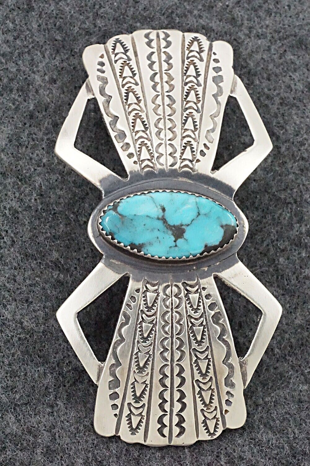 Turquoise & Sterling Silver Hair Barrette - Martha Cayatineto