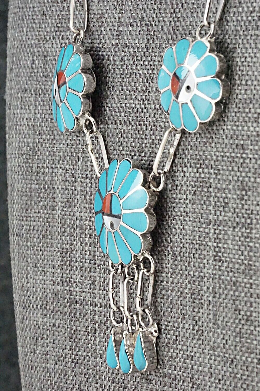 Multi Stone & Sterling Silver Inlay Necklace Set - Burdian Soseeah