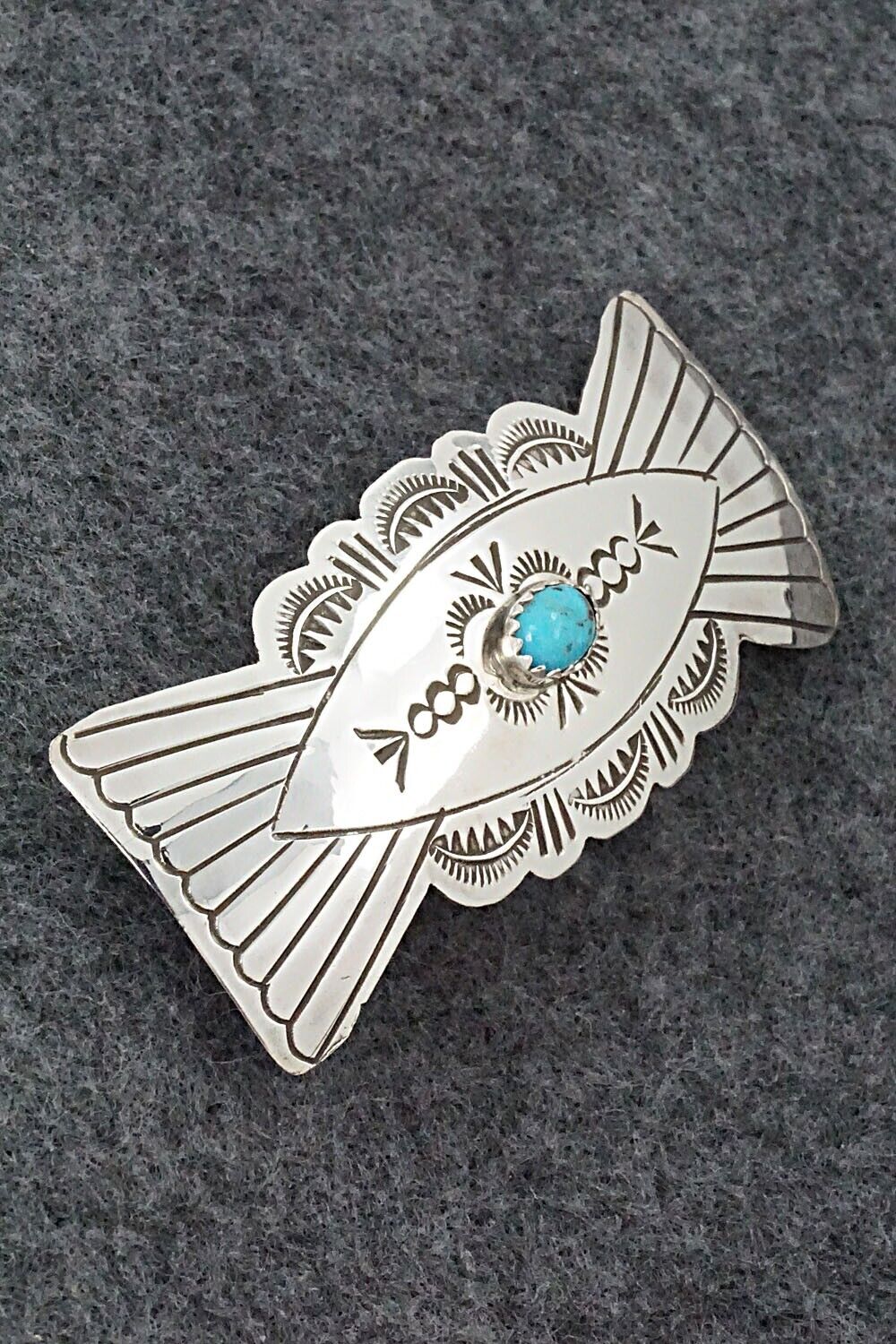 Turquoise & Sterling Silver Hair Barrette - Arlene Soce