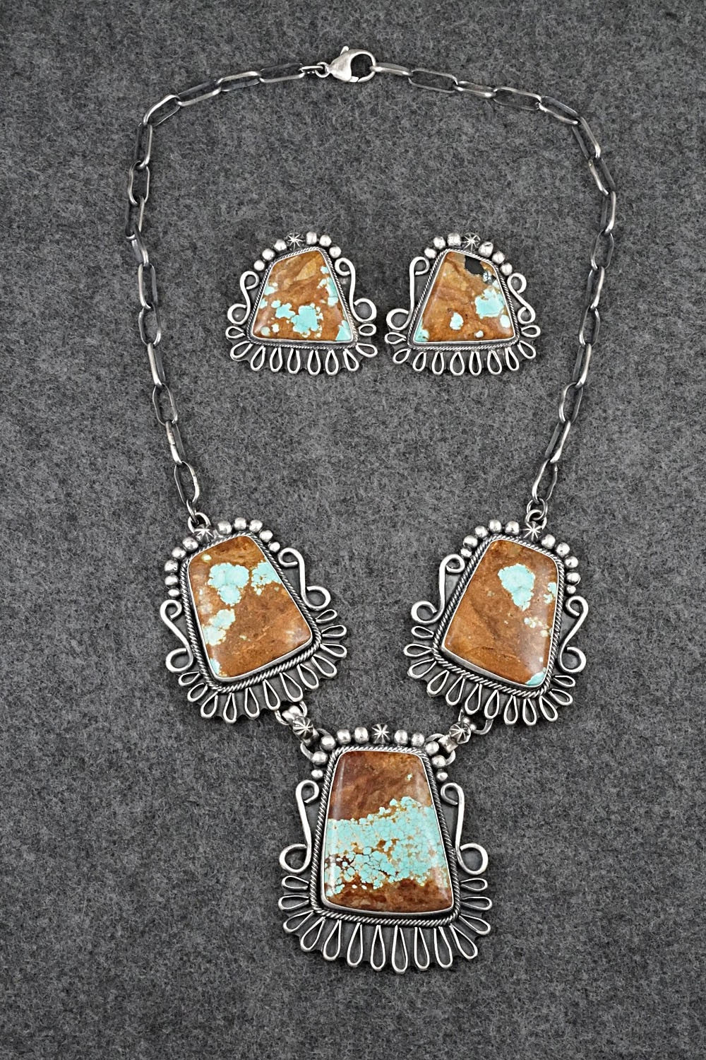 Turquoise & Sterling Silver Necklace and Earrings Set - Bob Becenti