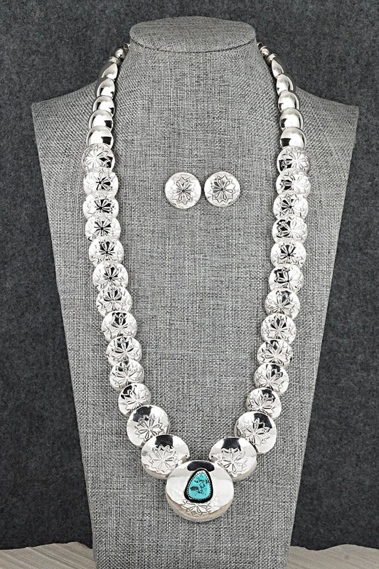 Turquoise Sterling Silver Necklace and Earrings Set - Tim Thompson