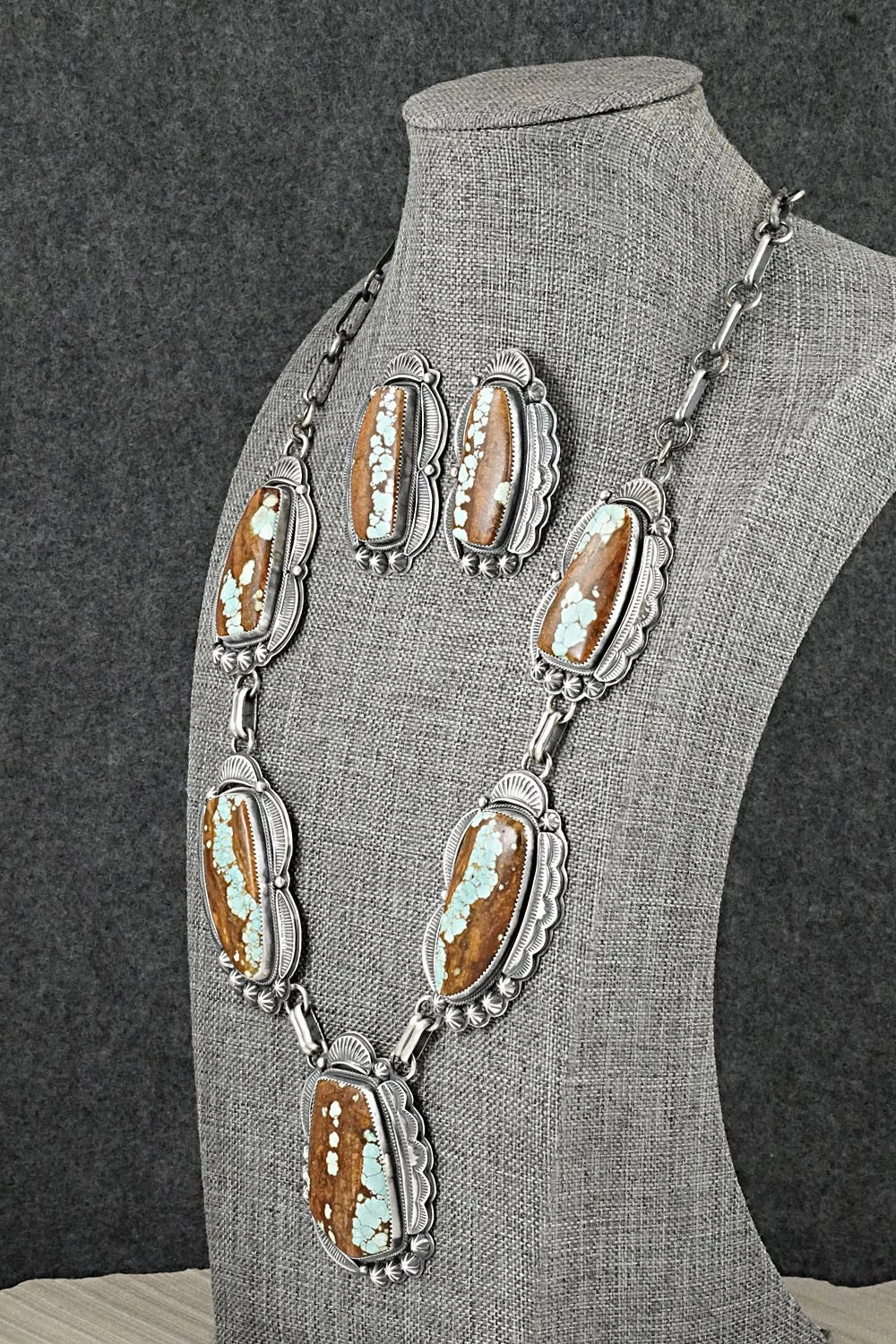 Turquoise & Sterling Silver Necklace and Earrings Set - Randy Boyd
