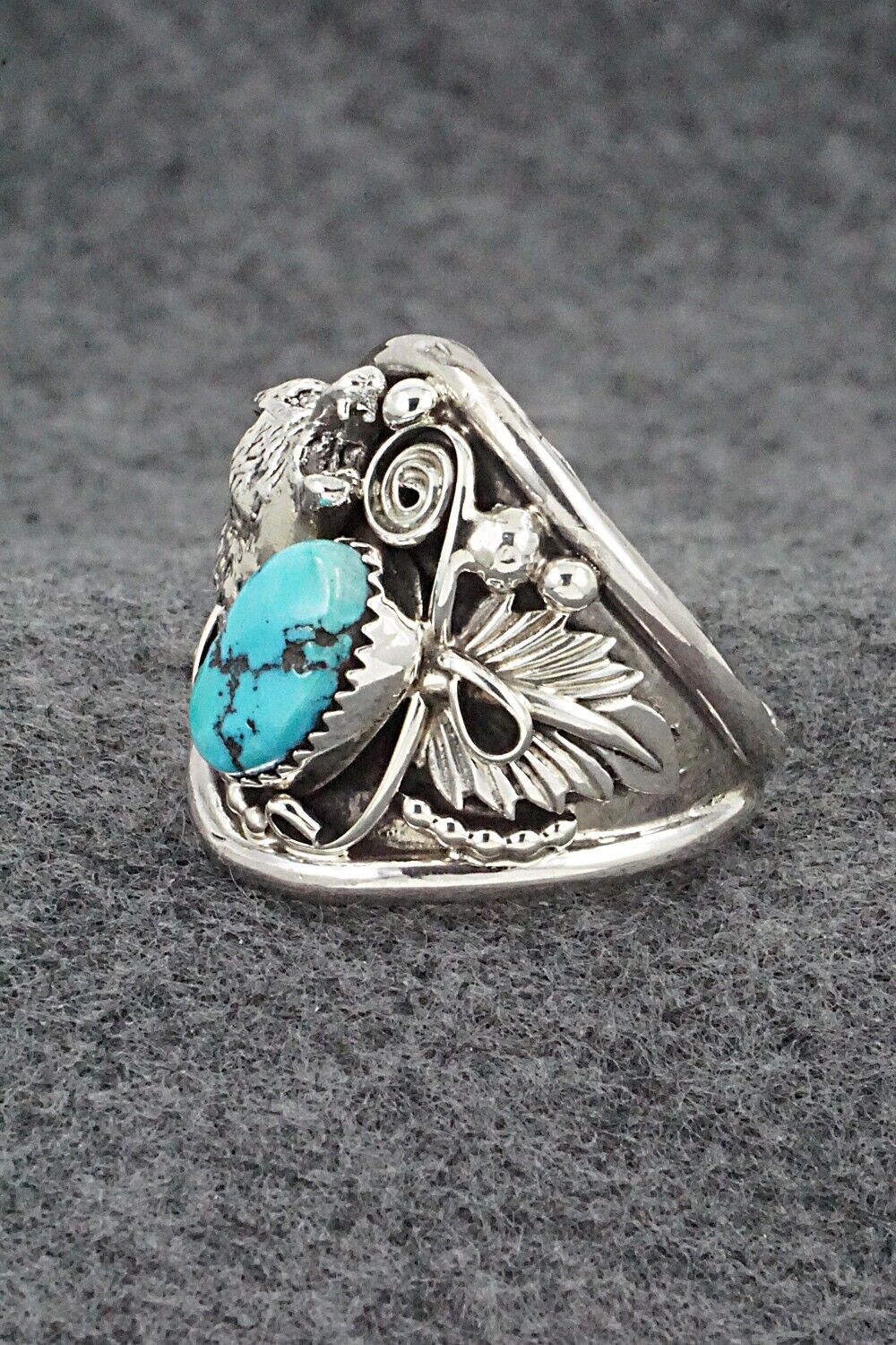 Turquoise & Sterling Silver Ring - Jeannette Saunders - Size 14.5