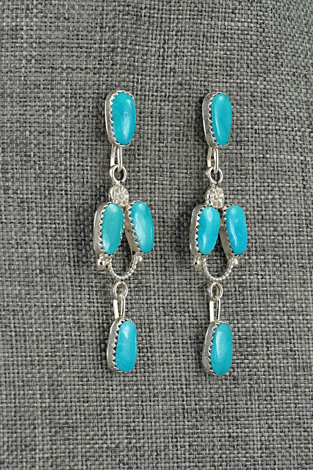 Turquoise & Sterling Silver Earrings - Claudine Penketewa
