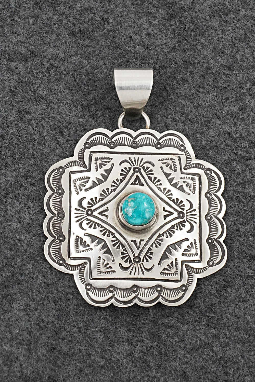 Turquoise & Sterling Silver Pendant - Arnold Blackgoat