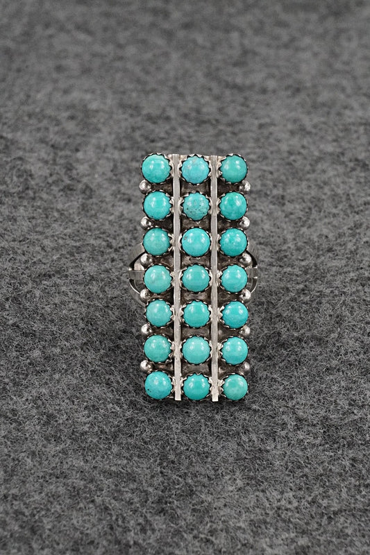 Turquoise & Sterling Silver Ring - Kenny Lonjose - Size 6.75
