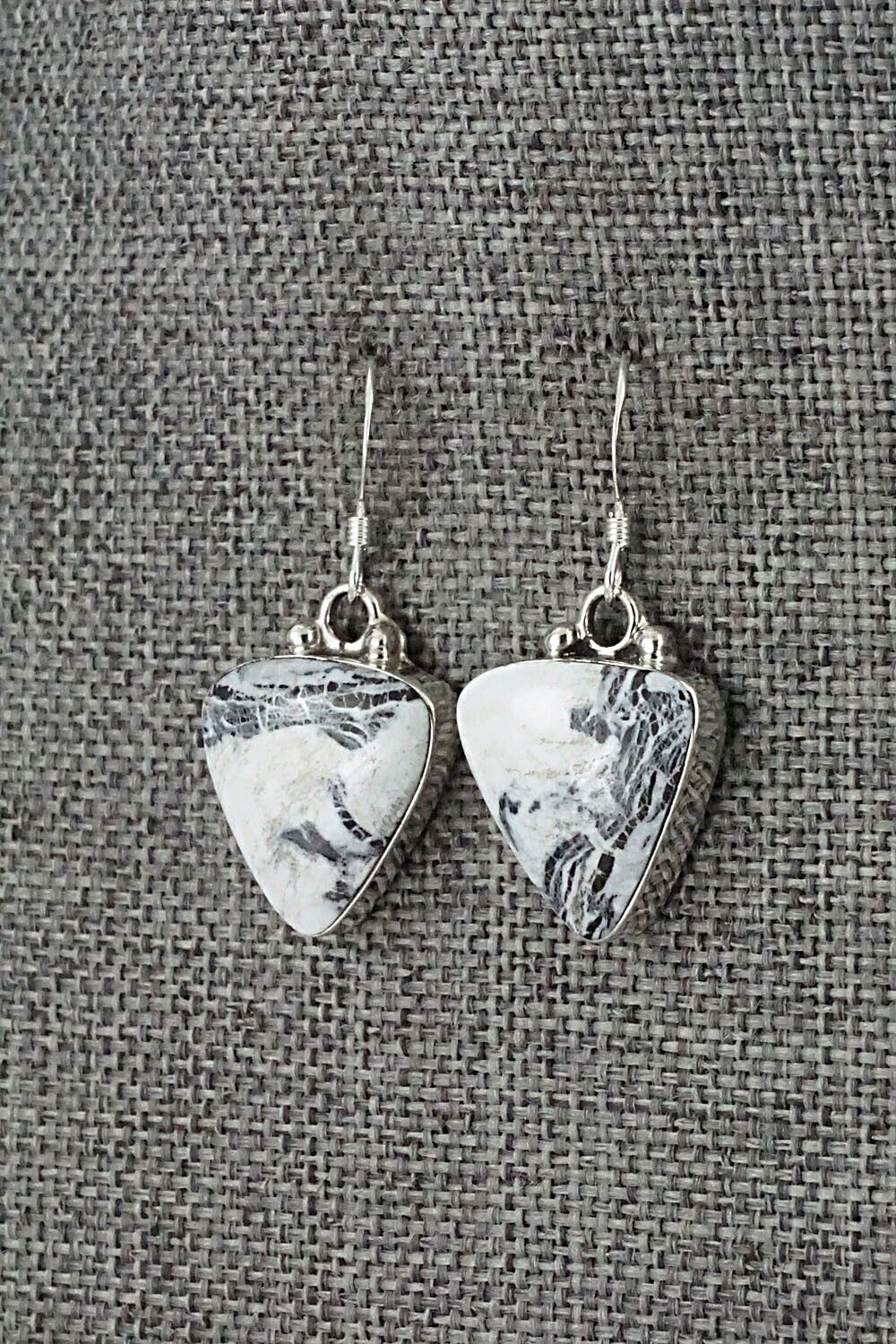 White Buffalo & Sterling Silver Earrings - David Lopez