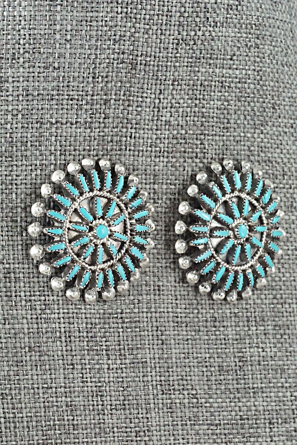 Turquoise & Sterling Silver Earrings - Vincent Johnson