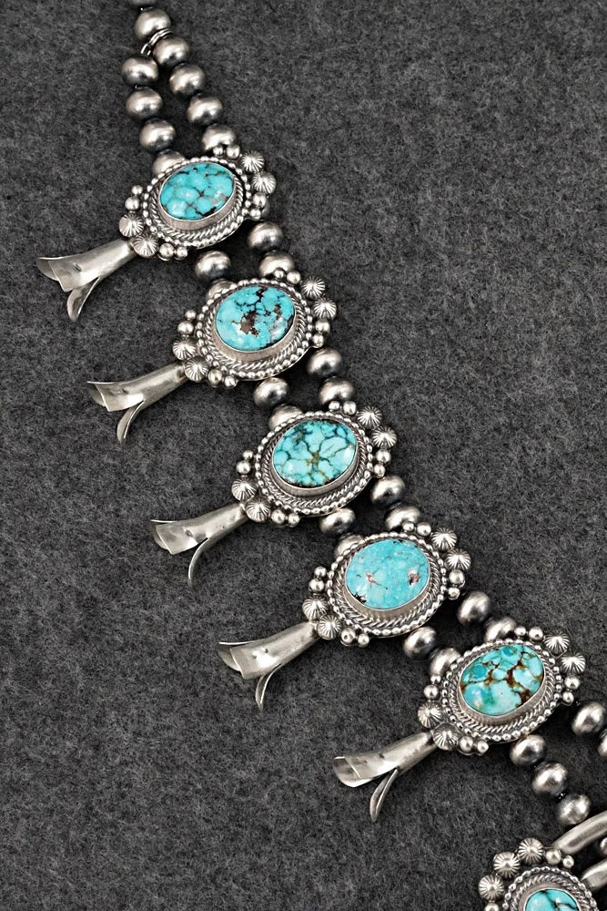 Turquoise & Sterling Silver Squash Blossom Set - Tom Lewis