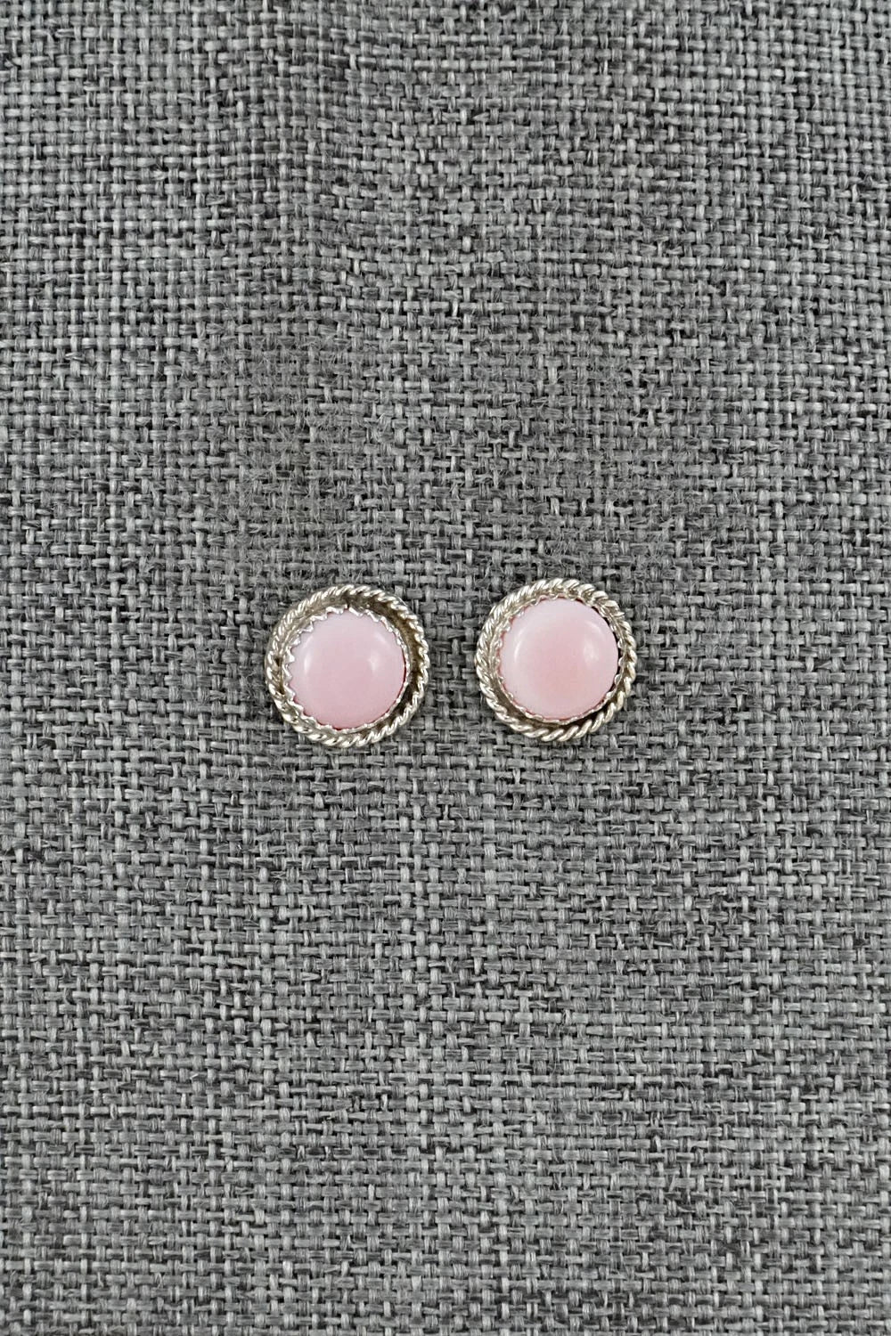 Pink Conch & Sterling Silver Earrings - Esther White